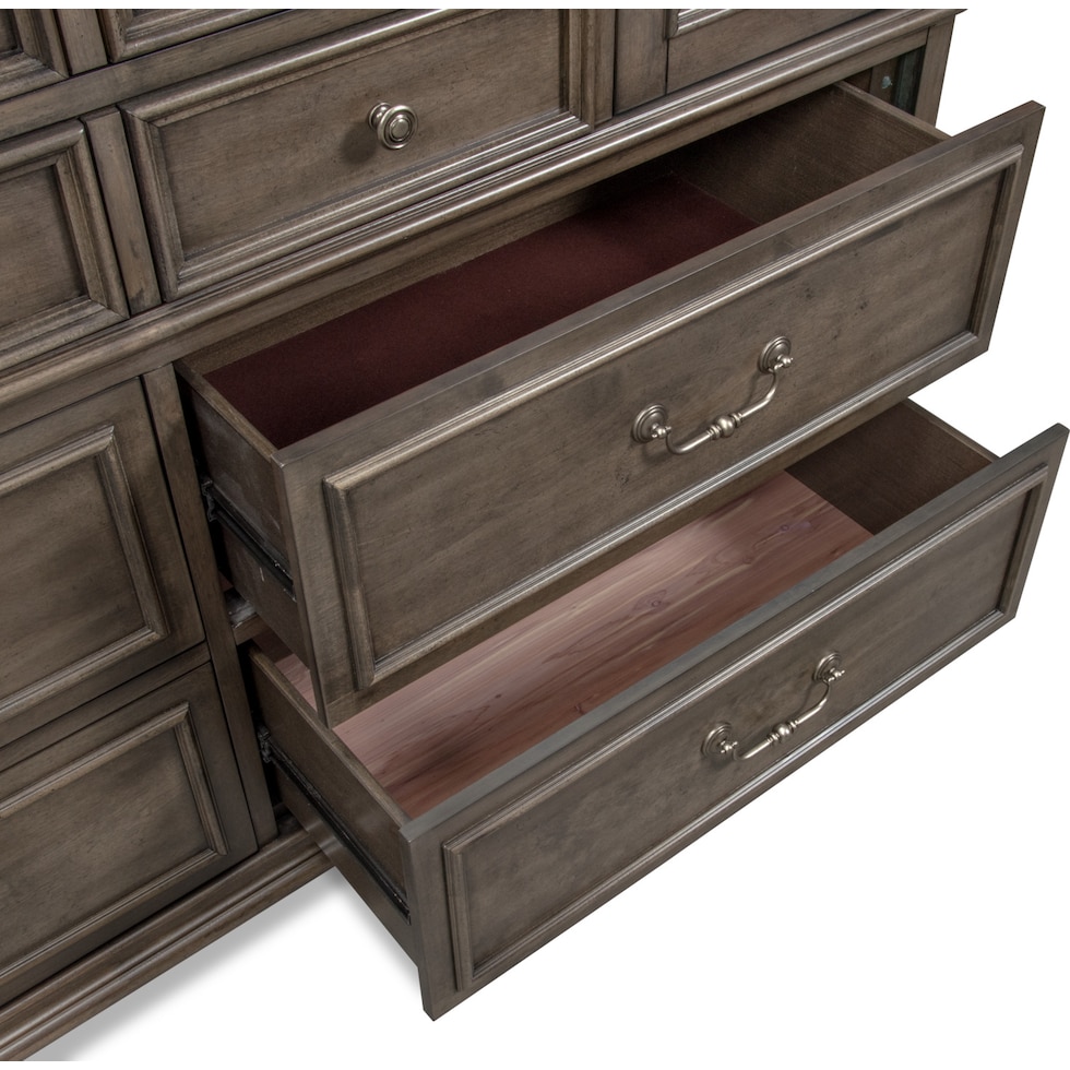 charleston gray dresser & mirror   