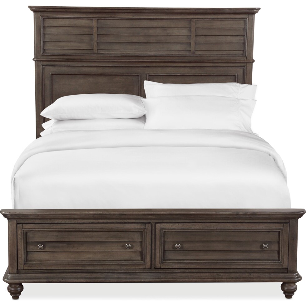 charleston gray king storage bed   