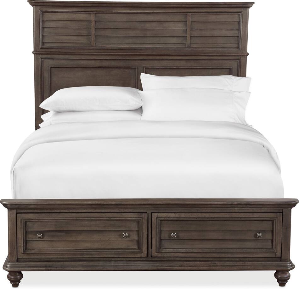 Charleston King Panel Storage Bed with 6 Drawers Gray Value City Furniture