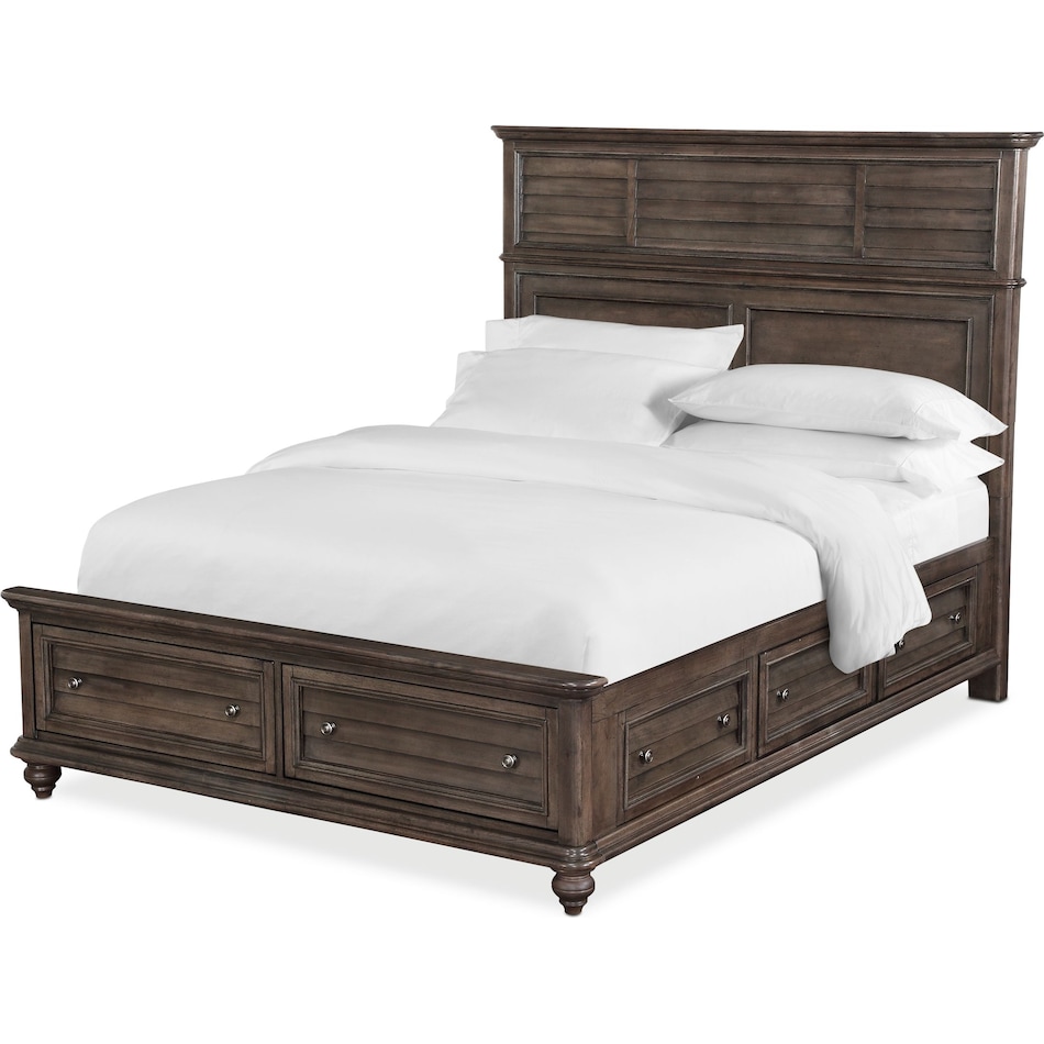 Charleston King Panel Storage Bed with 6 Drawers Gray Value City