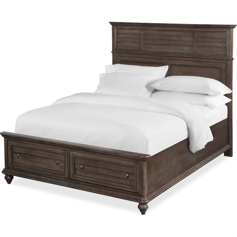 charleston gray king storage bed   