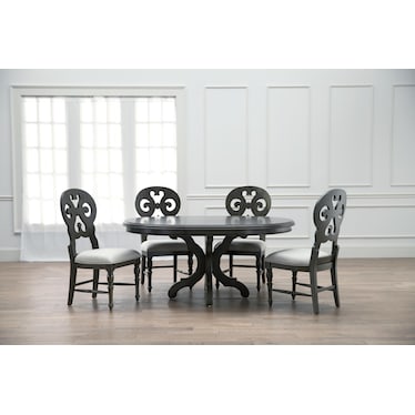 Charleston Scroll-Back Dining Chair - Gray