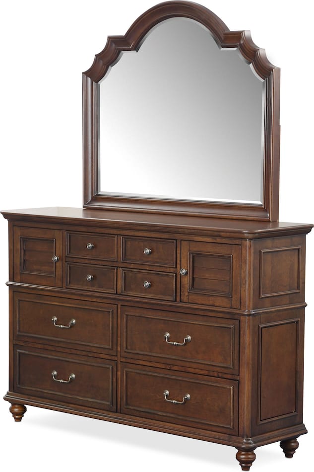 Charleston 6 Piece Poster Bedroom Set With Nightstand Dresser And Mirror Value City Furniture 1669