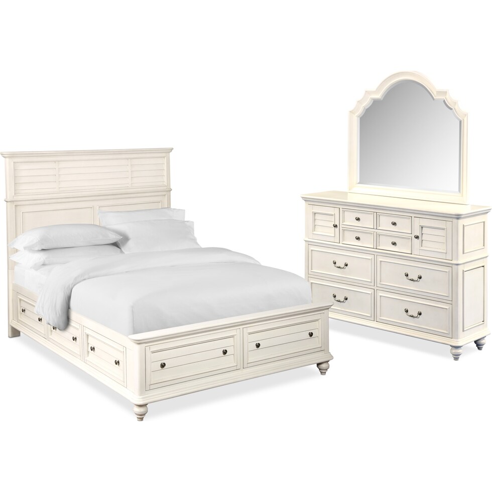 charleston white  pc queen storage bedroom   