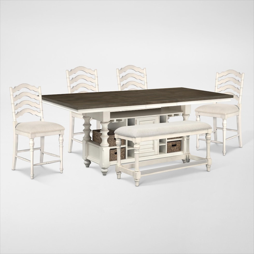 charleston white  pc counter height dining room   