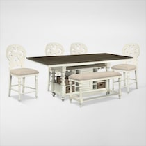 charleston white  pc counter height dining room   
