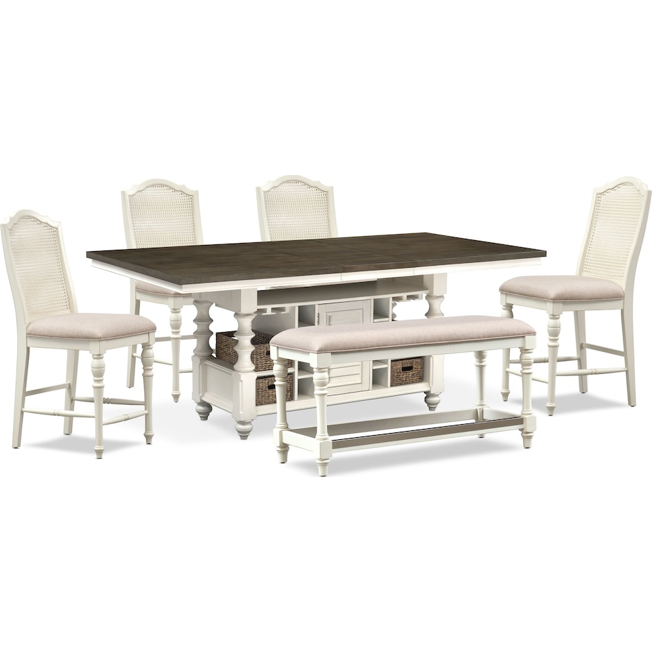 charleston white  pc counter height dining room   