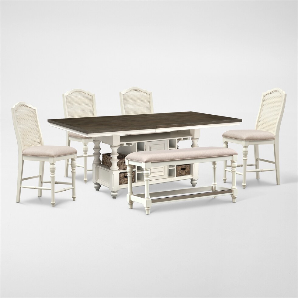 charleston white  pc counter height dining room   