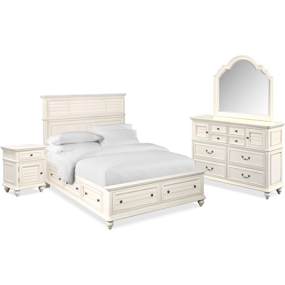 charleston white  pc king storage bedroom   