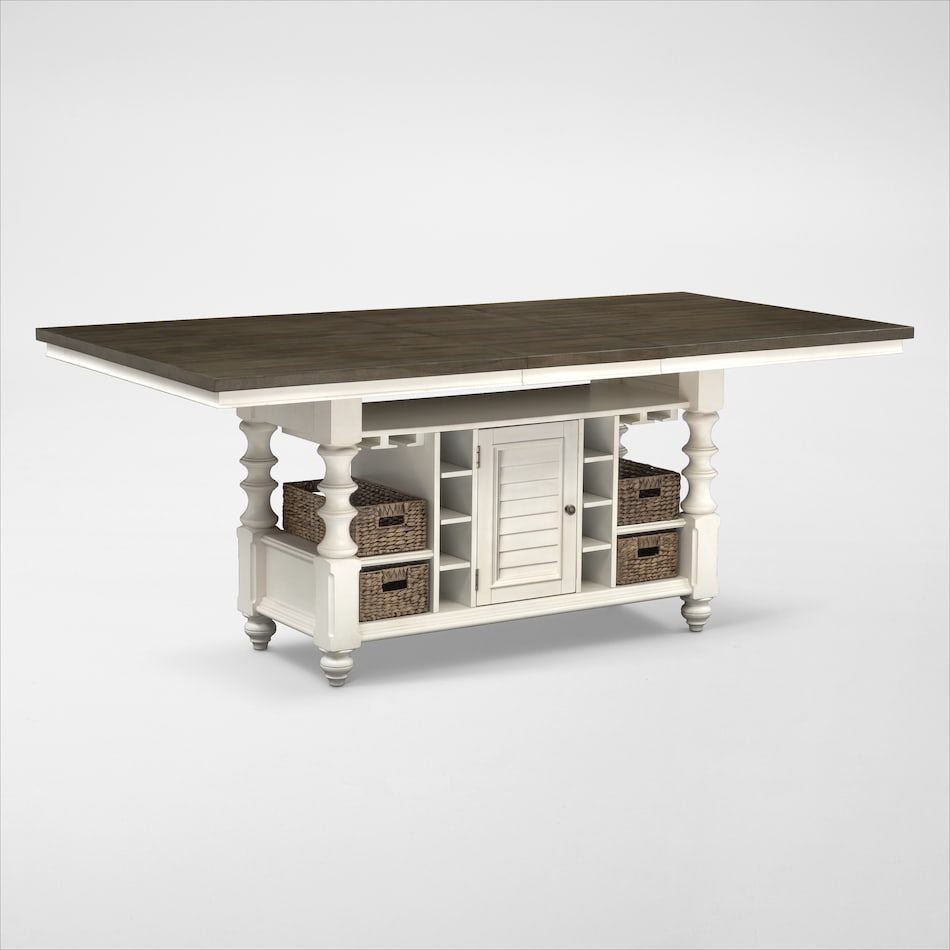 Charleston Kitchen Island and 6 Cane Back Stools White Value City