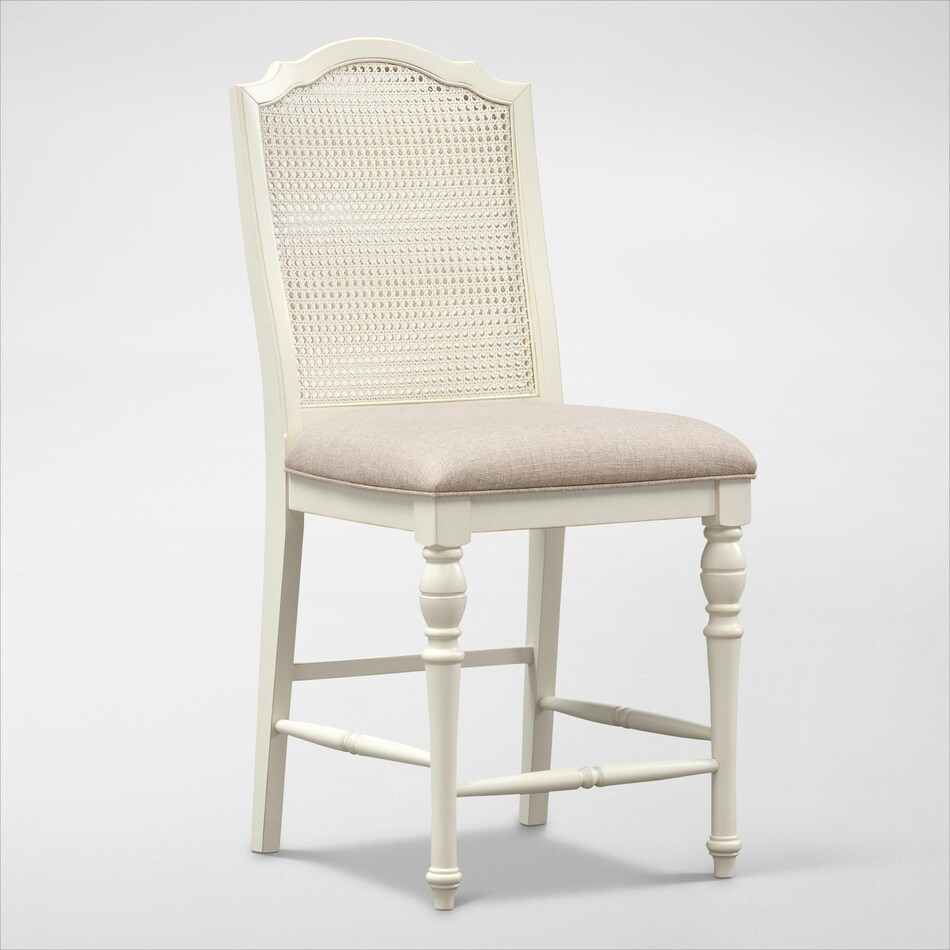 Charleston Kitchen Island and 6 Cane Back Stools White Value City