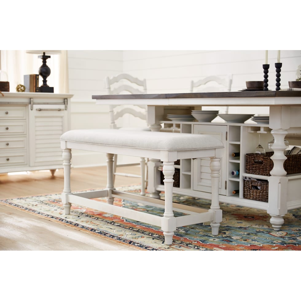 charleston white counter height bench   