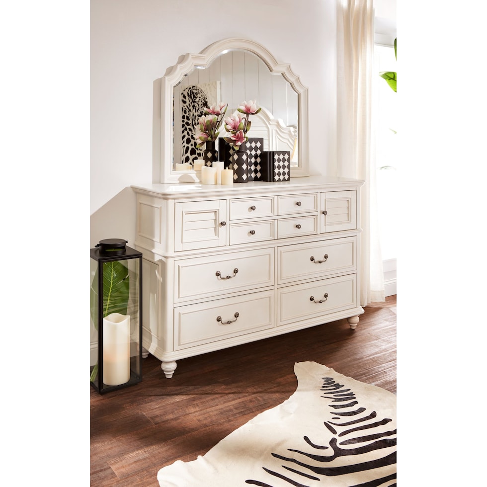 charleston white dresser & mirror   