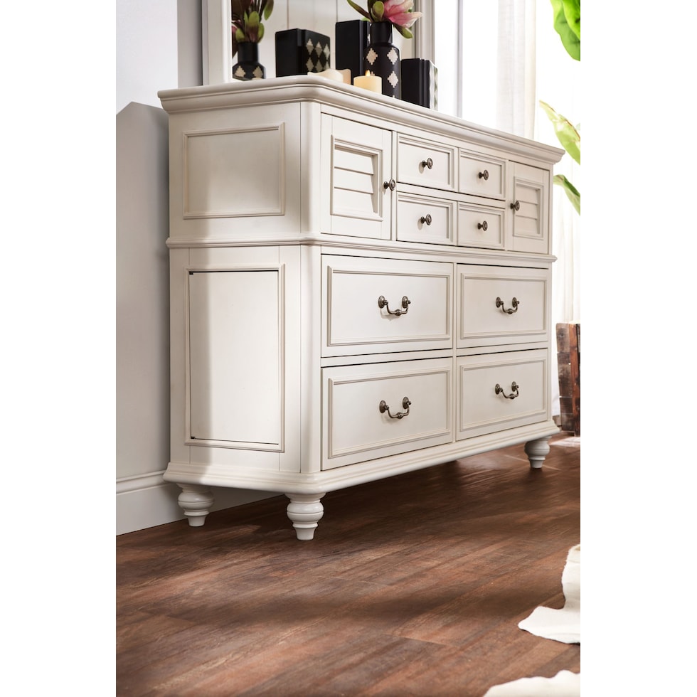 charleston white dresser & mirror   