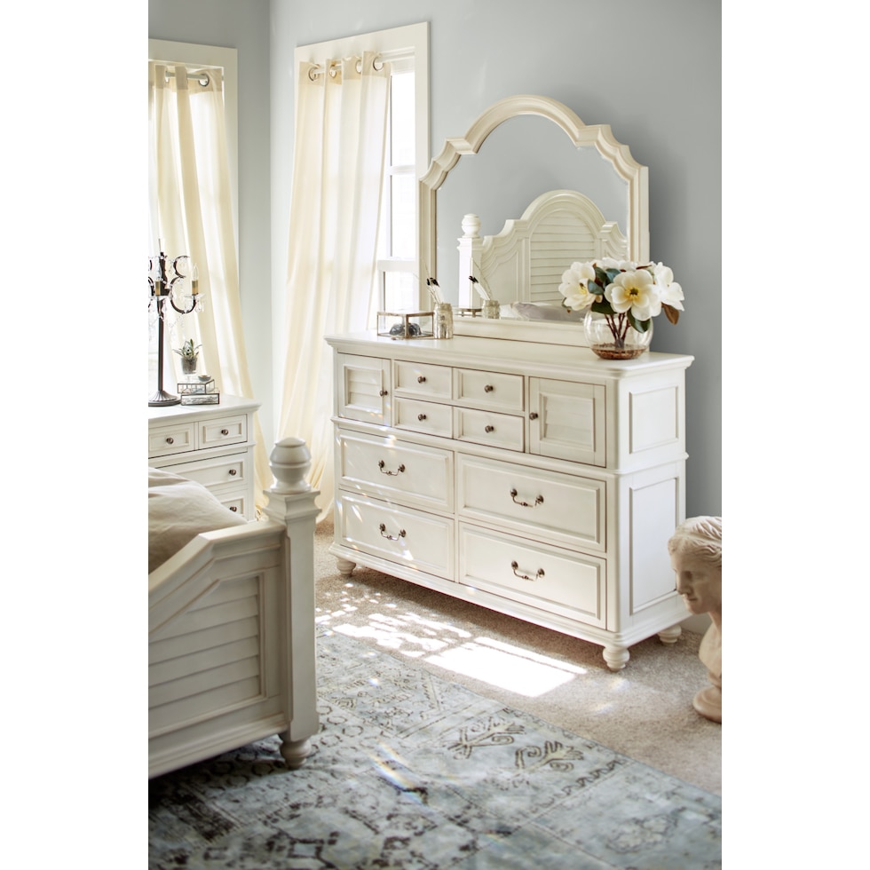 charleston white dresser and mirror   