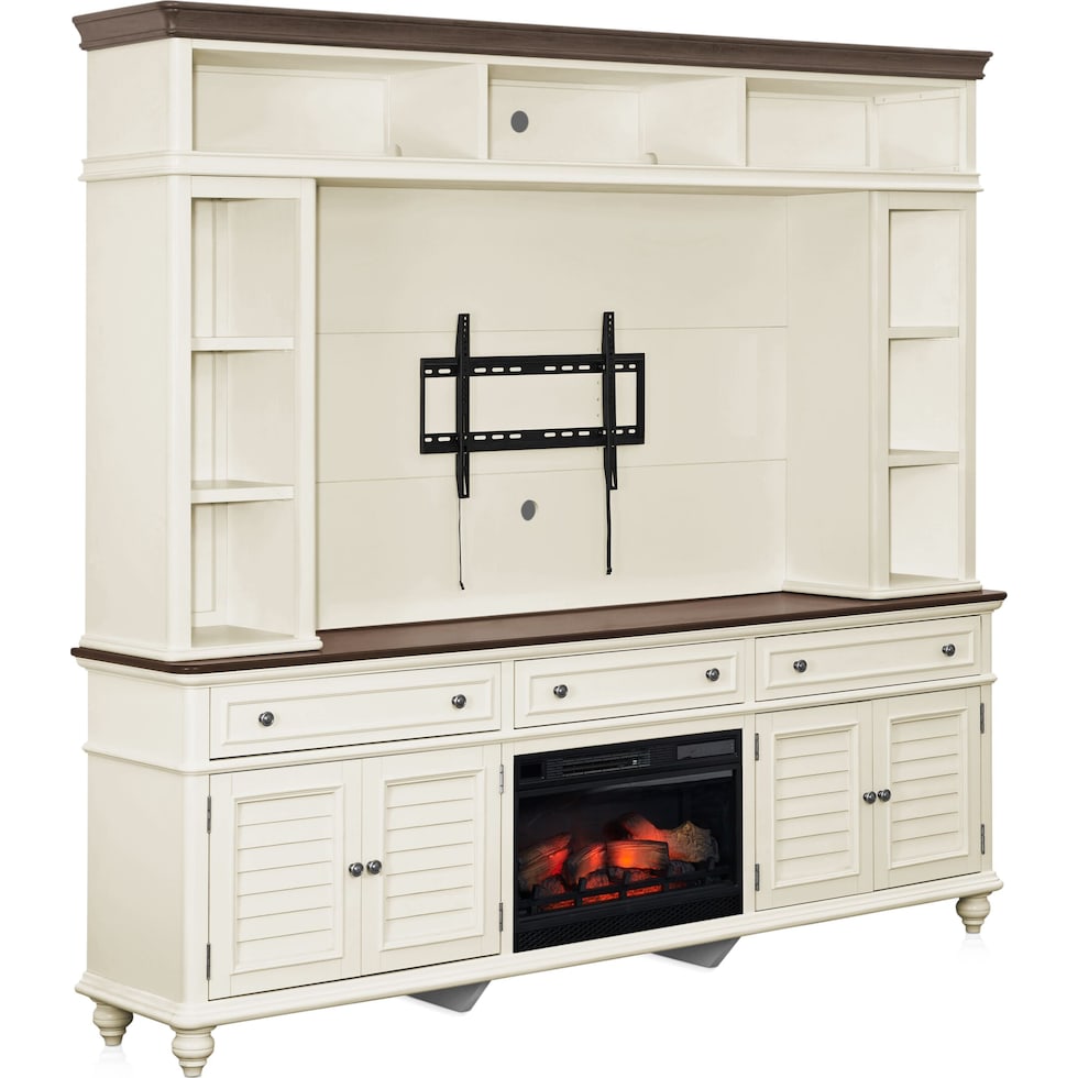 charleston white entertainment wall unit   