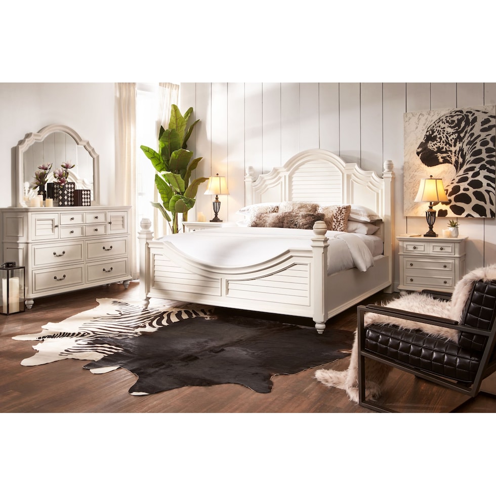 charleston white king bed   