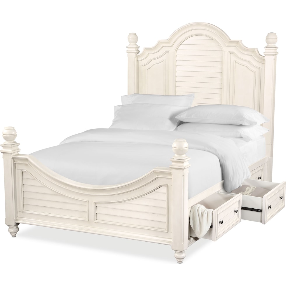 charleston white king storage bed   