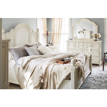 Charleston Queen Poster Bed - White