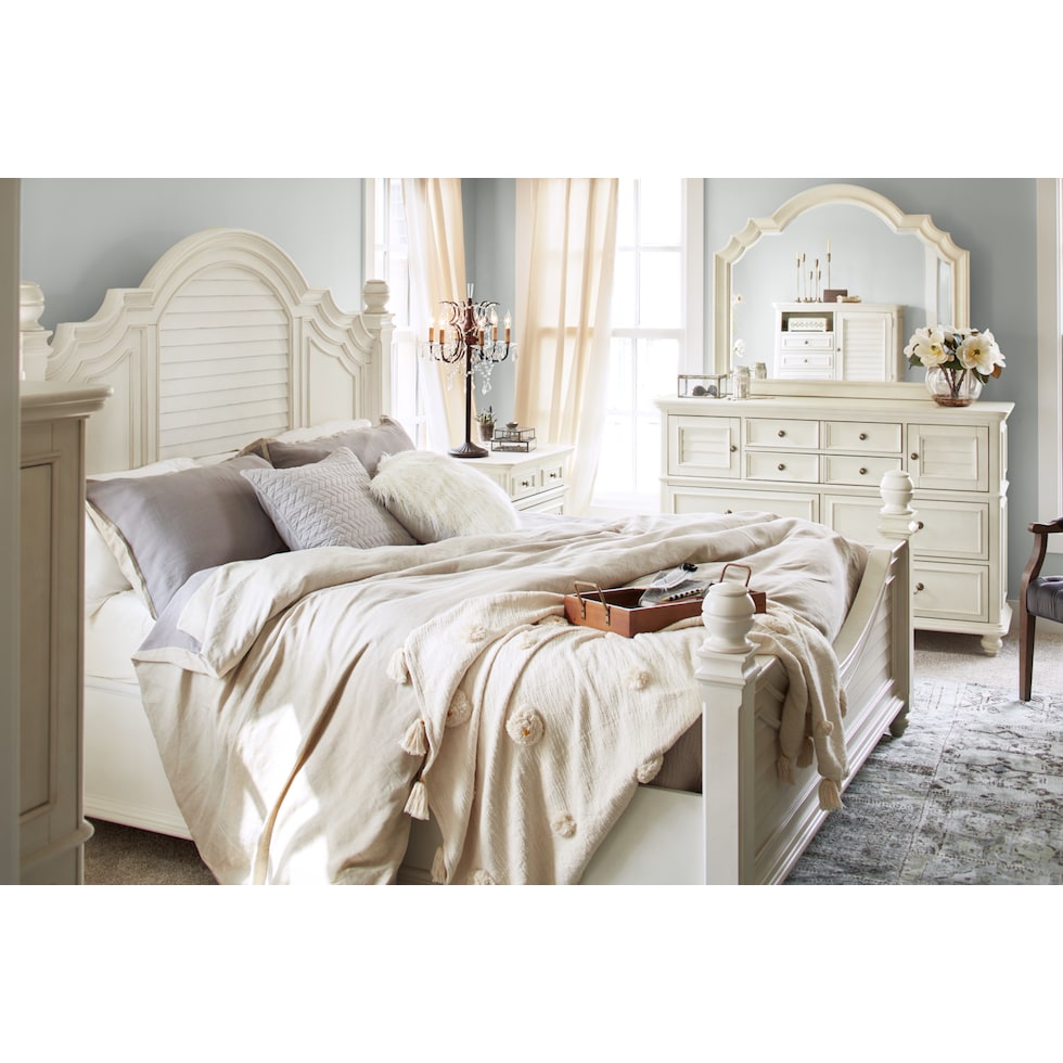 charleston white queen bed   