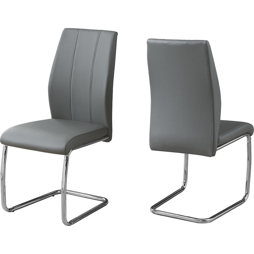 charley gray vegan leather chrome chair   