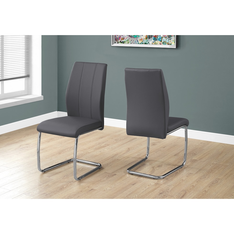 charley gray vegan leather chrome chair   
