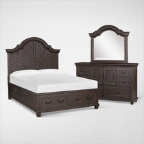 charthouse bedroom dark brown  pc king storage bedroom   