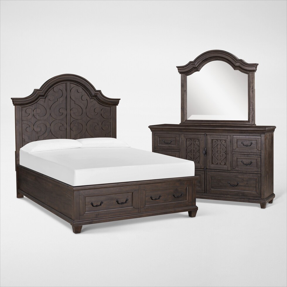 charthouse bedroom dark brown  pc king storage bedroom   
