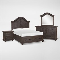 charthouse bedroom dark brown  pc king storage bedroom   