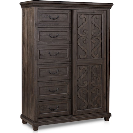 Charthouse Sliding Door Chest - Charcoal