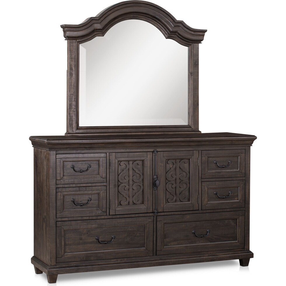 charthouse bedroom dark brown dresser & mirror   