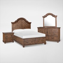 charthouse bedroom light brown  pc queen storage bedroom   
