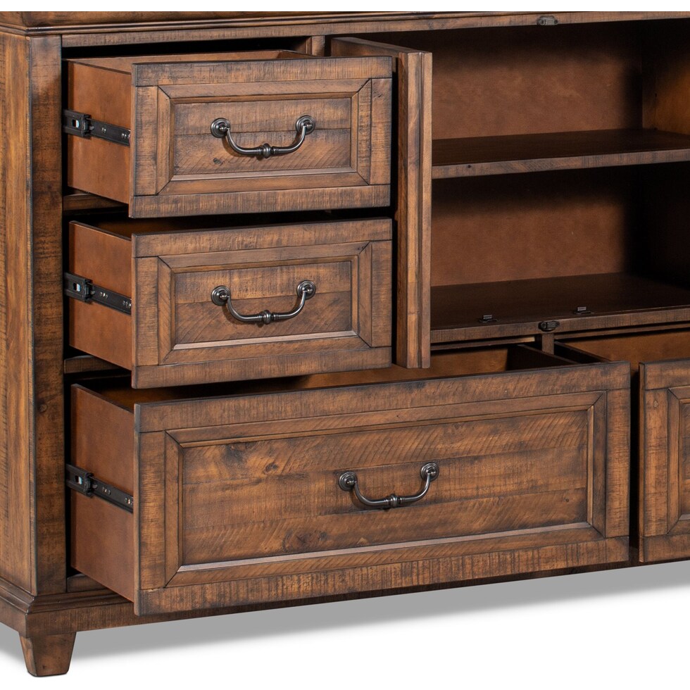 charthouse bedroom light brown dresser & mirror   