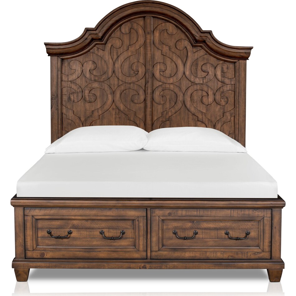 charthouse bedroom light brown queen storage bed   