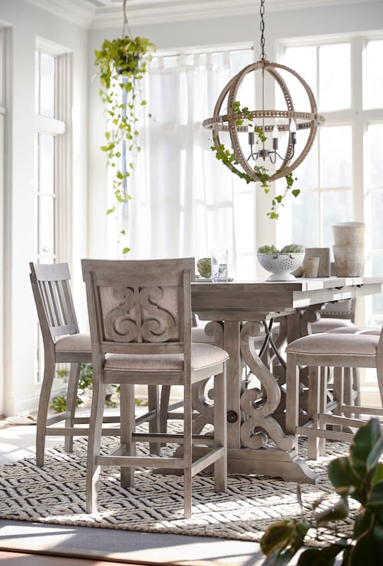 Charthouse CounterHeight Extendable Dining Table and 6 Upholstered