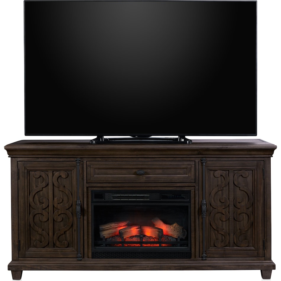 charthouse entertainment dark brown fireplace tv stand   