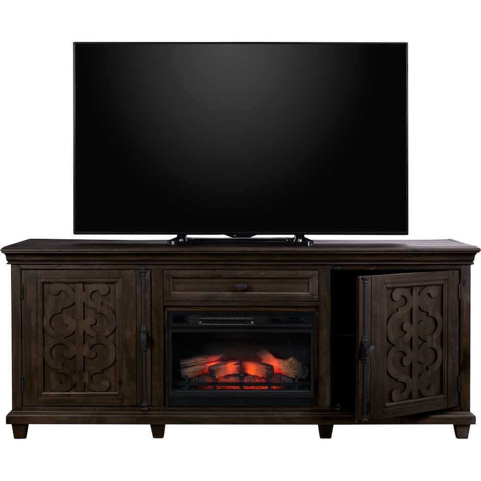 charthouse entertainment dark brown fireplace tv stand   