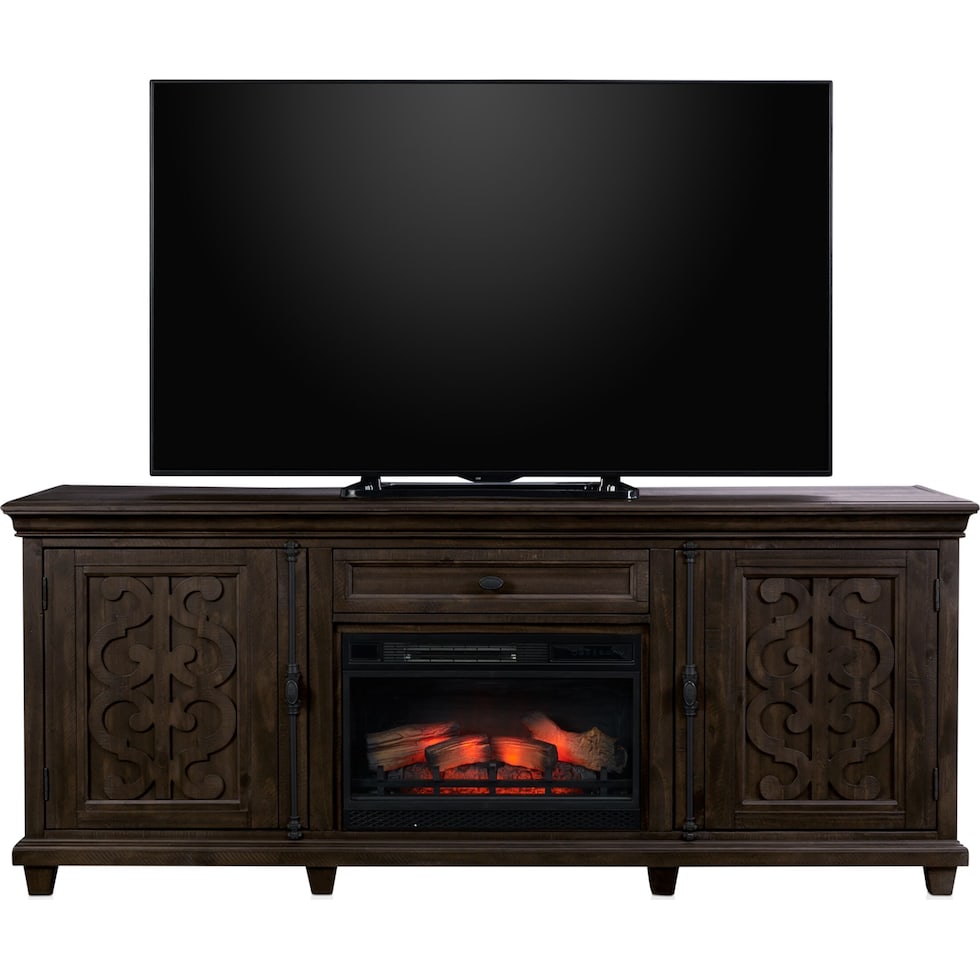 charthouse entertainment dark brown fireplace tv stand   
