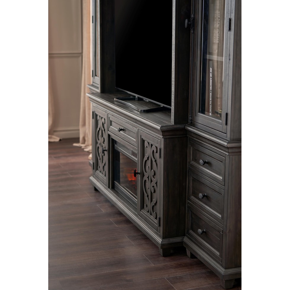 charthouse entertainment dark brown fireplace tv stand   