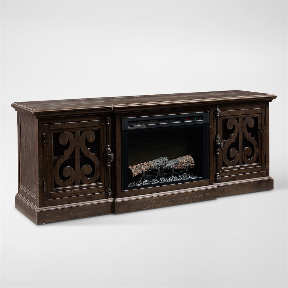 charthouse tables dark brown fireplace tv stand   