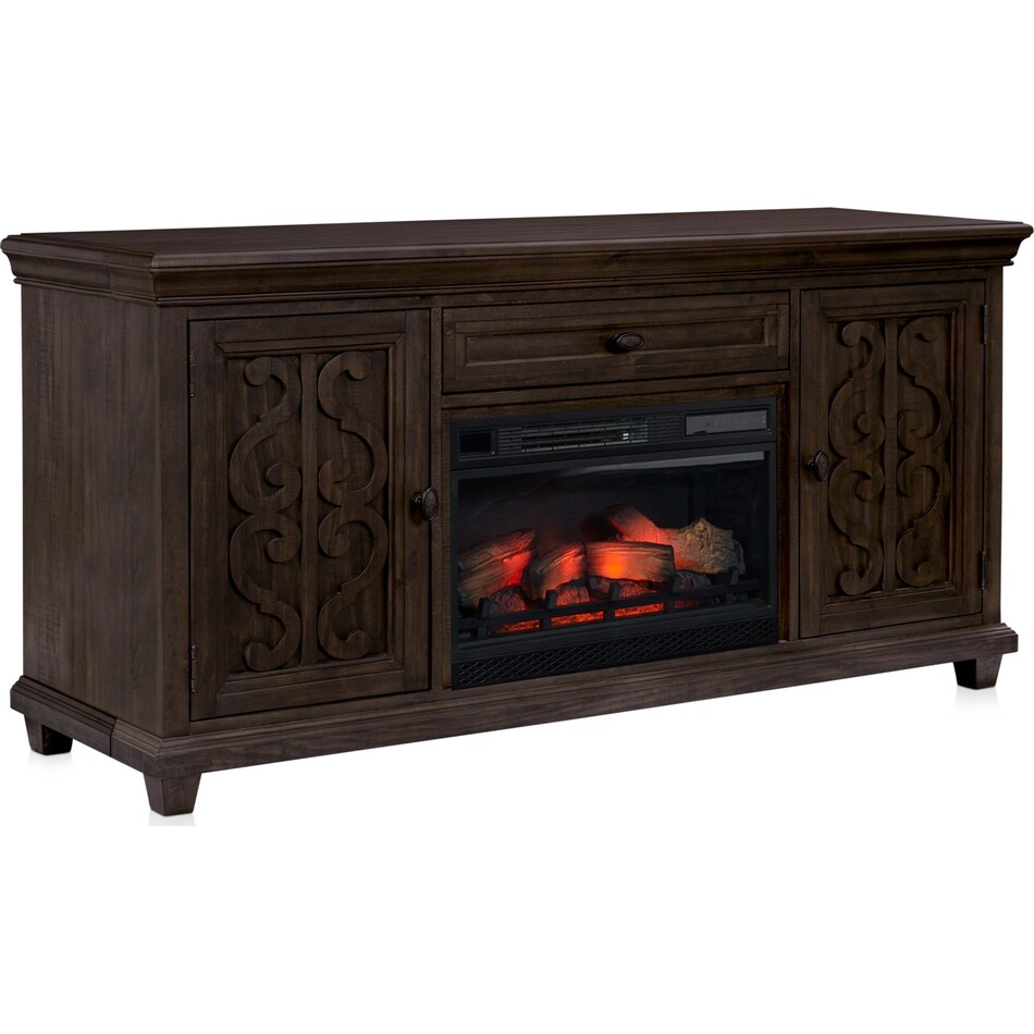 charthouse tables dark brown fireplace tv stand   