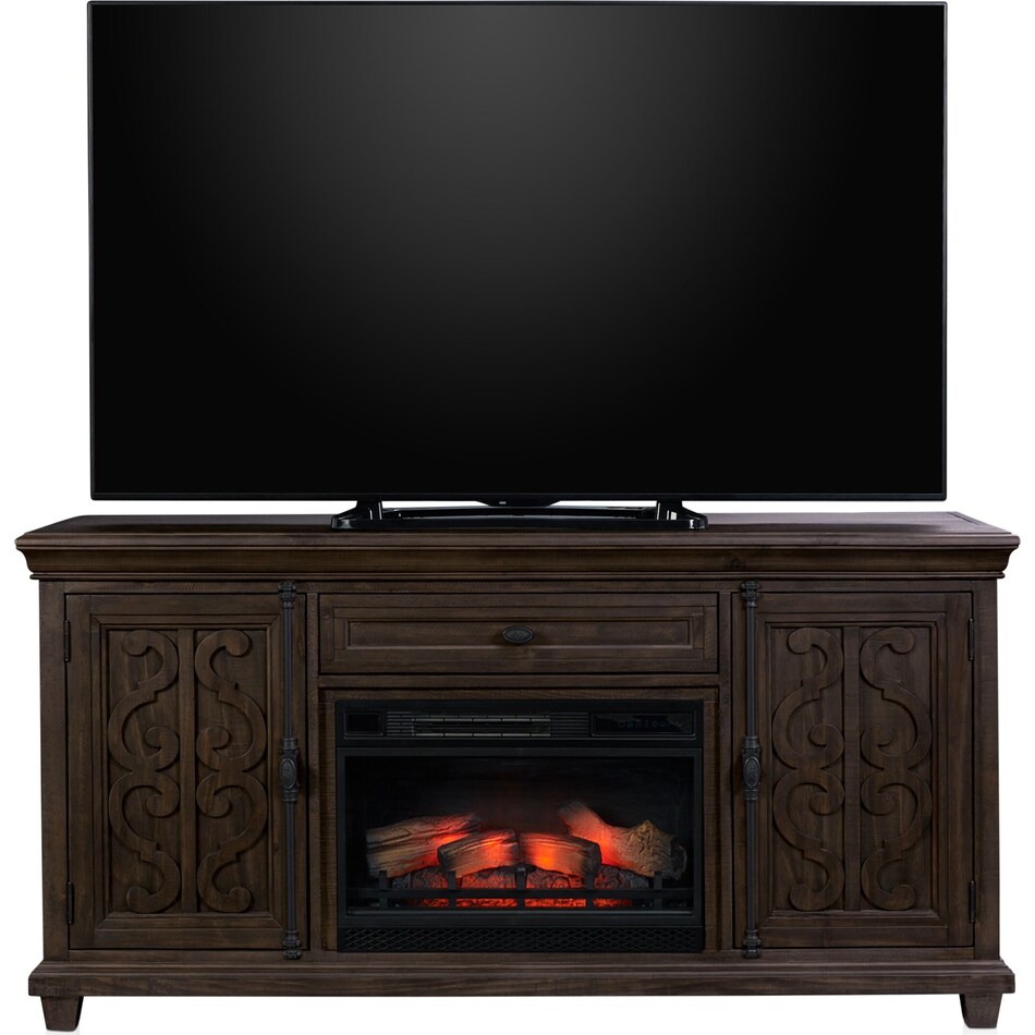 charthouse tables dark brown fireplace tv stand   