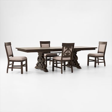Charthouse Rectangular Extendable Dining Table and 4 Upholstered Side Chairs