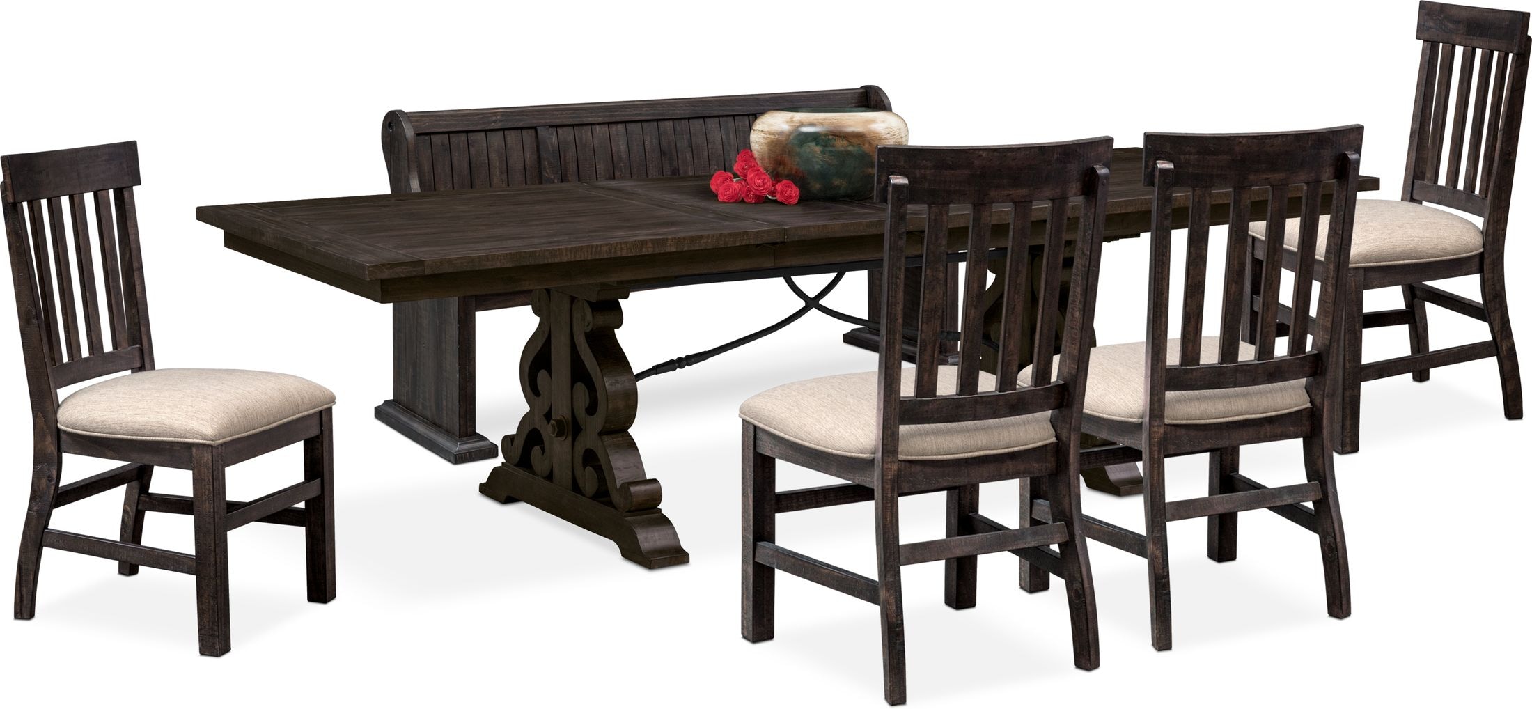 Charthouse Rectangular Dining Table, 4 Side Chairs and Bench | Value 