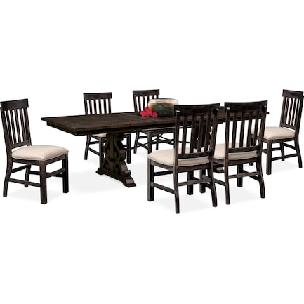 Charthouse Rectangular Dining Table and 6 Dining Chairs - Charcoal