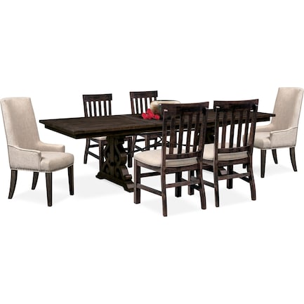 Charthouse Rectangular Dining Table, 2 Host Chairs and 4 Dining Chairs - Charcoal