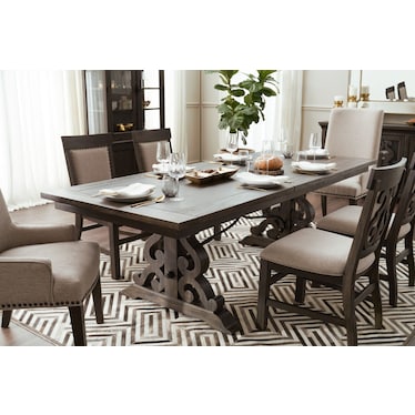 Charthouse Rectangular Dining Table, 2 Host Chairs and 4 Upholstered Dining Chairs - Charcoal