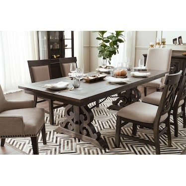 Charthouse Rectangular Extendable Dining Table, 2 Host Chairs and 6 Upholstered Dining Chairs