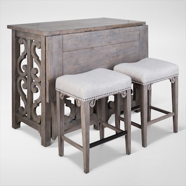 Charthouse Breakfast Bar and 2 Counter-Height Backless Stools