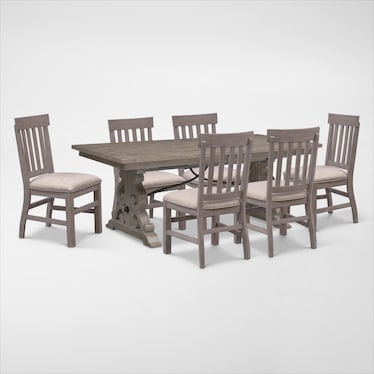 Charthouse Rectangular Extendable Dining Table and 6 Dining Chairs